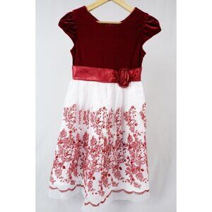 Jona Michelle Girls Red White Christmas Special Occasion Dress Size 10